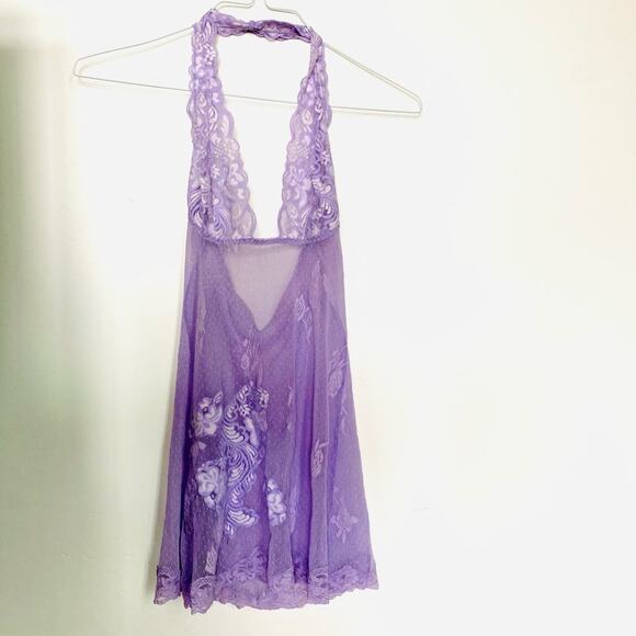 NEW VS VICTORIAS SECRET Lavender Purple Sheer Lace Slip Dress Chemise Lingerie S - Picture 1 of 7
